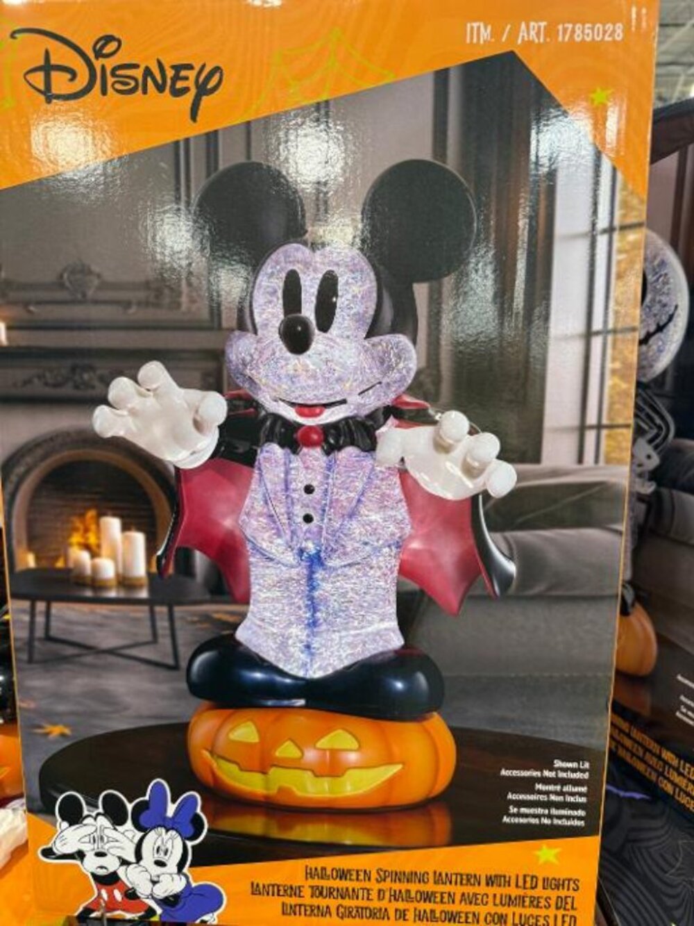 New Disney 16-16.9" Halloween Spinning Glitter Lantern with LED Lights